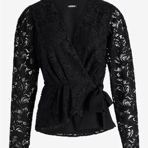 Express Black Lace Wrap Top
